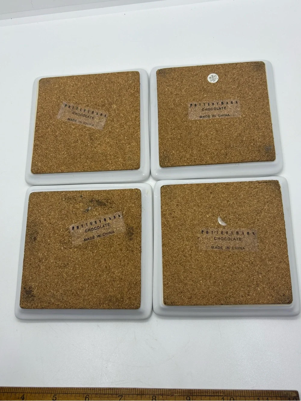 Pottery Barn Chocolate Themed Ceramic Coasters Set of 4